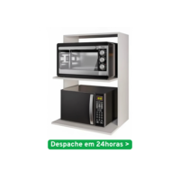 Nicho Suporte De Parede Para Microondas E Forno Mdf Madeira Branco Armario de Cozinha