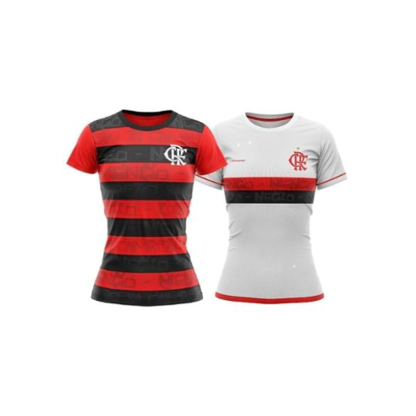 Kit Flamengo Licenciados Baby Look Shout + Baby Look Approval Feminino - Preto+Vermelho