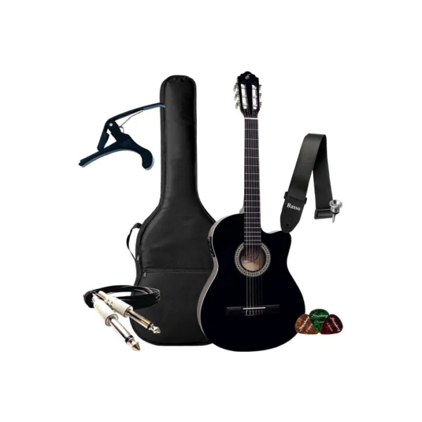 Kit Violao Giannini Eletrico Nf14 Nylon Acessórios Completo