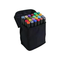 Canetinha Ponta Dupla para Colorir Kit Estojo de Canetas Escolar Marcador Coloridas Permanente Duas Pontas (24 Cores)