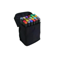 Canetinha Ponta Dupla para Colorir Kit Estojo de Canetas Escolar Marcador Coloridas Permanente Duas Pontas (24 Cores)