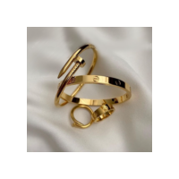 Conjunto Braceletes Aço inoxidável e Anéis Prata ou Dourado Kit Acessórios Femininos Anel Pulseira