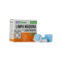 Limpa Maquina de Lavar Roupas em Tabletes/Pastilhas TabClean kit c/12 unds de 15g (180g) 12 Ciclos de Limpeza e Higienização para todas as maquinas de Lavar Roupas c/tampa frontal ou superior.