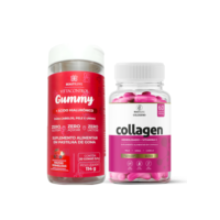 Goma de Vitamina Crescimento Capilar + Colageno Kit Completo Pele Unhas e Cabelo + Ácido Hialurônico
