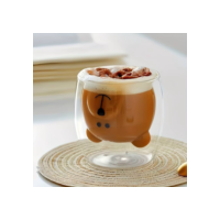 Copinho Duplo Ursinho Copo Parede Dupla Vidro 250ml Cantinho Café Expresso Resistente Temperaturas