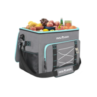 INSMEER Bolsa Térmica Grande À Prova De Vazamentos 90 Latas/55 Litros Refrigerador Isolado Lateral Macio Com Alça De Ombro (Cinza)