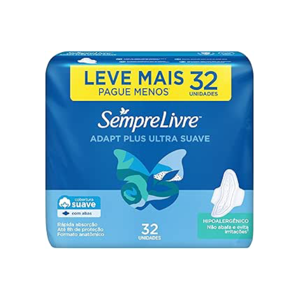 Sempre Livre Absorvente Externo Adapt Plus Com Abas 32 Unidades