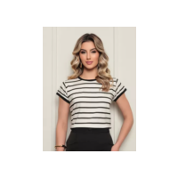 Blusa Feminina Tshirt Camiseta Listrada Minimalista Básica