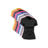 Kit 10 Blusas Via Basic Dry Academia Feminina - Preto+Laranja