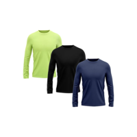 Kit 3 Camiseta DF Masculina Manga Longa Proteção Solar UV +50 Segunda Pele, Tamanho GG