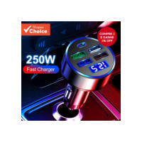 250W 5 Portas Carregador De Carro Carregamento Rápido PD QC3.0 USB C Telefone Tipo Adaptador No Para iPhone Samsung Huaw