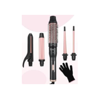 Conjunto de Modeladores de Cachos, 110-240V, Rosa, Escova 5 em 1, Escova Alisadora, Modelador de Cabelo