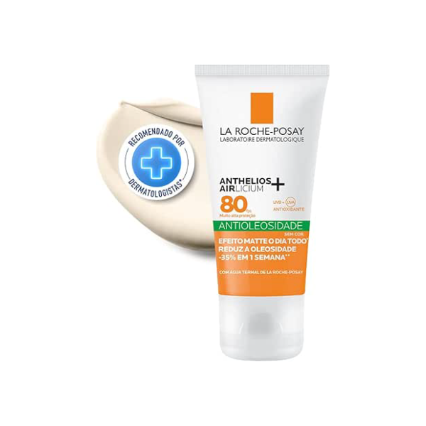La Roche-Posay, Anthelios Airlicium, Protetor Solar Facial Antioleosidade, Controle e Redução da Oleosidade, FPS80, Textura Gel Creme, Toque Seco, 40g