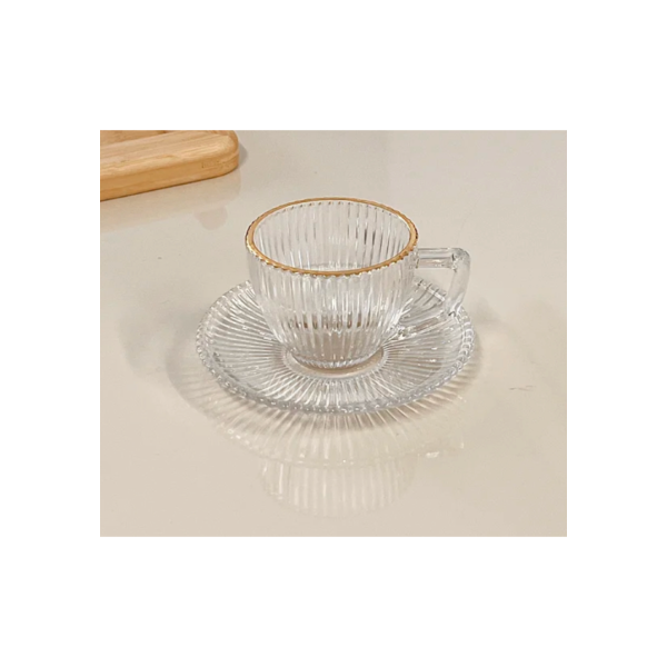 Jogo Xícaras 12 pçs Para Café com Pires Graffiato C/ Borda Dourada 90ML - Hauskraft