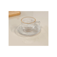 Jogo Xícaras 12 pçs Para Café com Pires Graffiato C/ Borda Dourada 90ML - Hauskraft