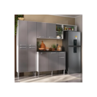 Armário Cozinha Modulada Completa Mp2933multimóveis Br/cinza Branco/lacca Fumê