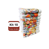 Pano De Prato Estampado Bainha Kit Com 10 Peças 100% algodão