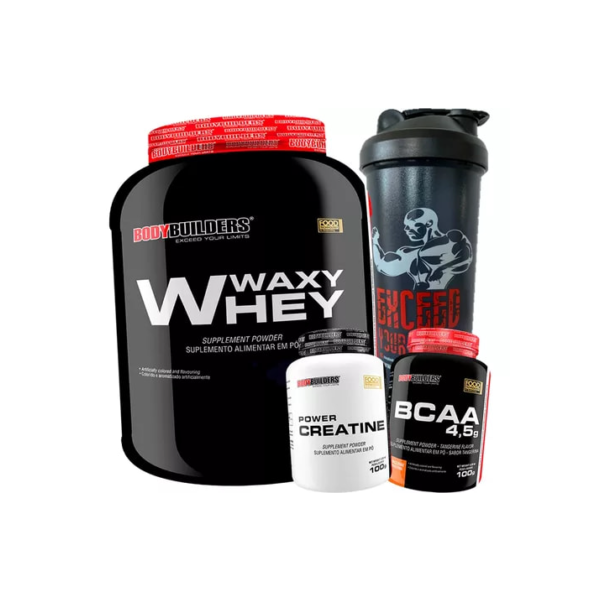 Kit Whey Protein Bodybuilders 2kg + Bcaa + Creatina + Shaker