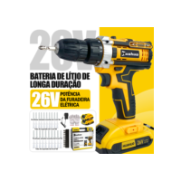 【110V/220V】Parafusadeira e Furadeira de 2 Baterias 26v - Maleta Com 40pçs