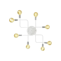 Lustre Plafon Hashtag Branco Com Escovado De 8 Braços