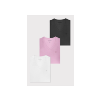 Kit 3 Camisetas Femininas Gola v Polo Wear Sortido