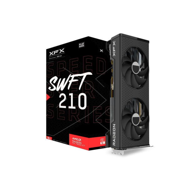 Placa de Vídeo RX 7600 XT XFX Speedster SWFT 210 AMD Radeon, 16GB GDDR6, Dual Fan, AMD Freesync