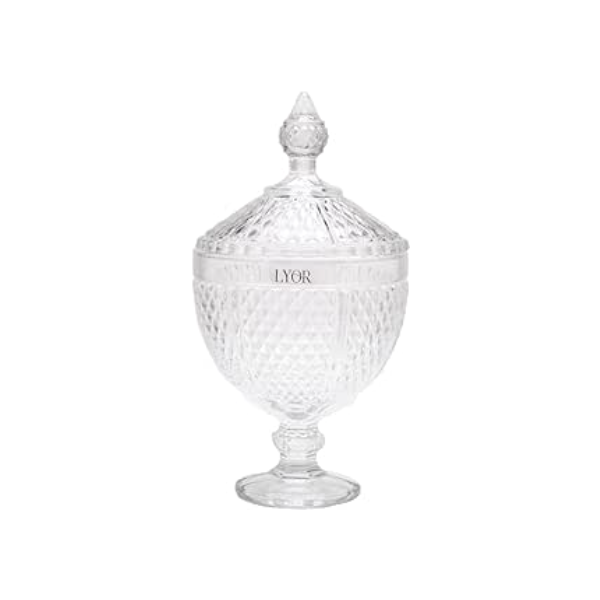 Potiche de Cristal com Pé Bico de Jaca Perseu 15cm x 28cm - Lyor