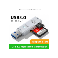 Leitor de cartão USB 3.0/2.0 multifuncional 2 em 1 de alta velocidade suporta computador TF + SD, câmera tablet, laptop, montado em carro