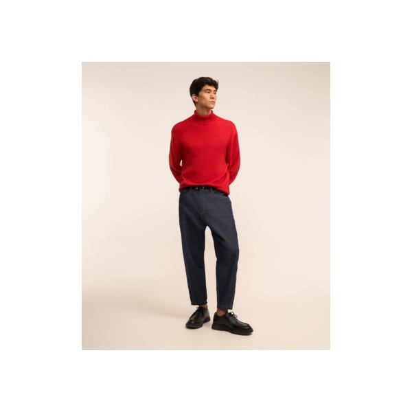 Calça Balloon em Jeans com Efeito Resinado Azul