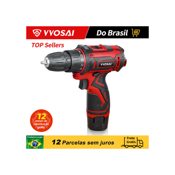 VVosai 12v max furadeira sem fio mini driver de energia elétrica chave de fenda elétrica dc bateria de lítio-ion 3/8-Polegada 2-speed