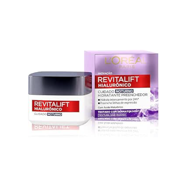 Creme Facial Anti-idade L'Oréal Paris Revitalift Hialurônico Noturno, 49g
