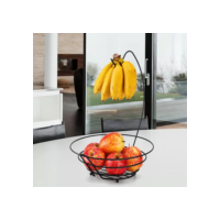 Fruteira Porta Cacho De Bananas Com Cesto Preto Fosco Arthi