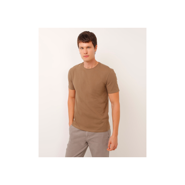 camiseta slim básica manga curta - kaki escuro
