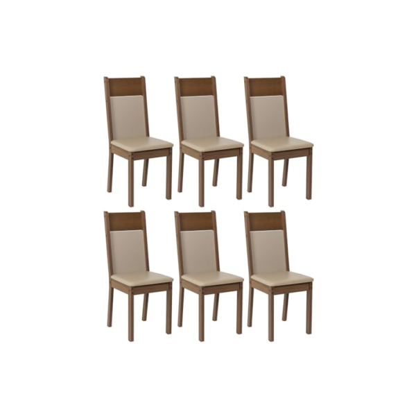 Kit 6 Cadeiras Rustic/crema/sintético Bege 4280 Madesa
