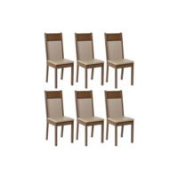 Kit 6 Cadeiras Rustic/crema/sintético Bege 4280 Madesa