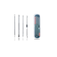 Kit com 4 Peças Removedor Extrator de Cravos e Espinhas com Estojo