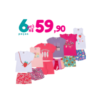 Kit 6 Peças de Roupas Infantil Menina Verão