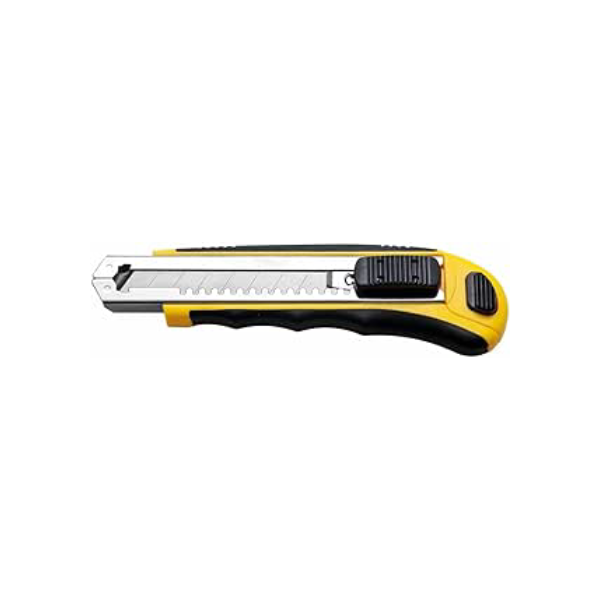 Tramontina 43390308, Estilete Retrátil 6, Corpo Dupla Injeção, 8 Laminas de Aço Especial, Botão Trava da Lamina, Amarelo