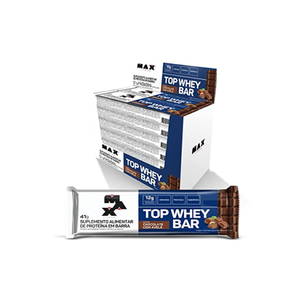 Max Titanium Top Whey Bar 12 Unidades De 41G (Chocolate Com Avelã)