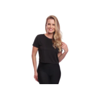 Blusa Via Basic Cropped Dry Academia Feminina - Preto