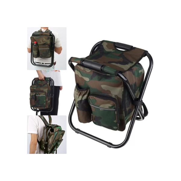 Cadeira Mochila Banqueta Bolsa Semi Termica Banco Dobravel Pesca Acampamento Pescaria Camping Praia Ar Livre Piquenique Portatil 2 Em 1 Multiuso