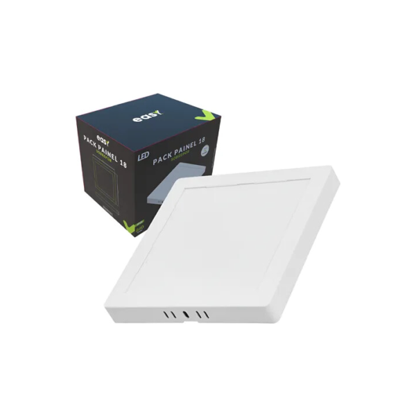 Kit 10 Painel Led Sobrepor 18w 3000k Quadrado - Easy Estrutura Branco quente