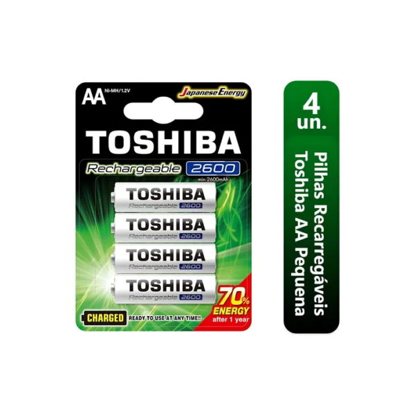 Pilha Recarregável AA 1,2v 2600mAh TNH6GAE (C/4 Pilhas) Toshiba