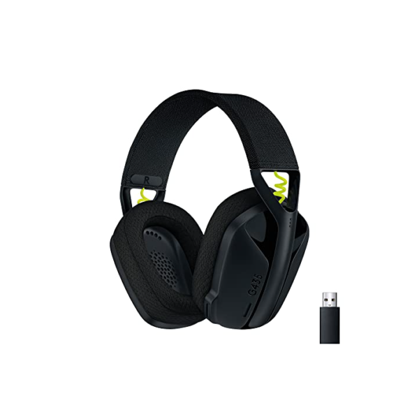 Headset Gamer Sem Fio Logitech G435 LIGHTSPEED, Conexão USB e Bluetooth, Design Leve e Confortável, Microfone Embutido, Bateria de até 18h - Compatível com Dolby Atmos, PC, PS4, PS5, Mobile – Preto