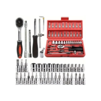 Kit de Ferramentas com Maleta Catraca Reversível Soquetes em Aço Cromo-Vanádio Chave Allen e Estojo Compacto Alta Durabilidade Ideal para Tarefas Domésticas e Profissionais 0052 (46 Peças)