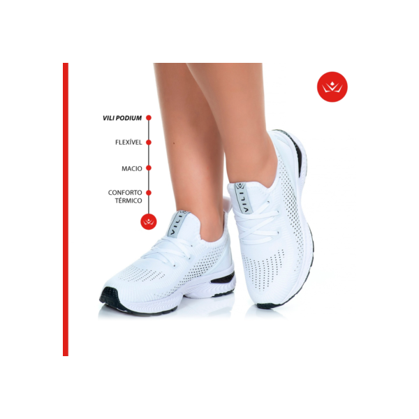 Tênis Feminino Vili Podium Caminhada Academia Branco