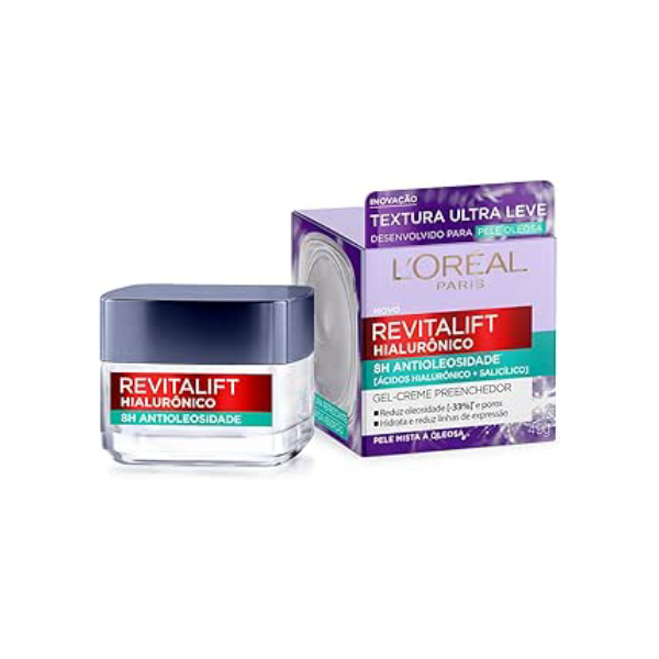 L'Oréal Paris Gel Creme Hidratante Preenchedor Antioleosidade Revitalift Hialurônico, 49g