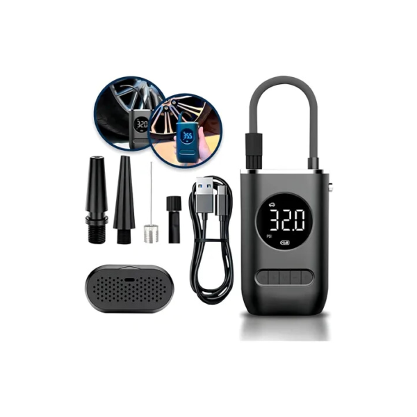 Mini Compressor Digital Bomba De Encher Pneus Portátil Para Carro Bicicleta Motocicletas Cor Preto Com Calibrador