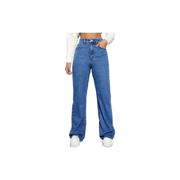 Calça Jeans Wideleg Pantalona Premium Cintura Alta Blogueira