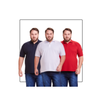 Kit 3 Camisa Gola Polo Masculina Plus Size